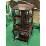 Edwardian mahogany revolving bookcase 17" W X 17" D x 35" H