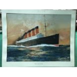 Lusitania Mauretania original advertisement for the Cunard Line 36" W x 27" H