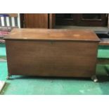 Substantial mahogany blanket box on cast brass hairy paw feet 49"W x 23" D x 24" H