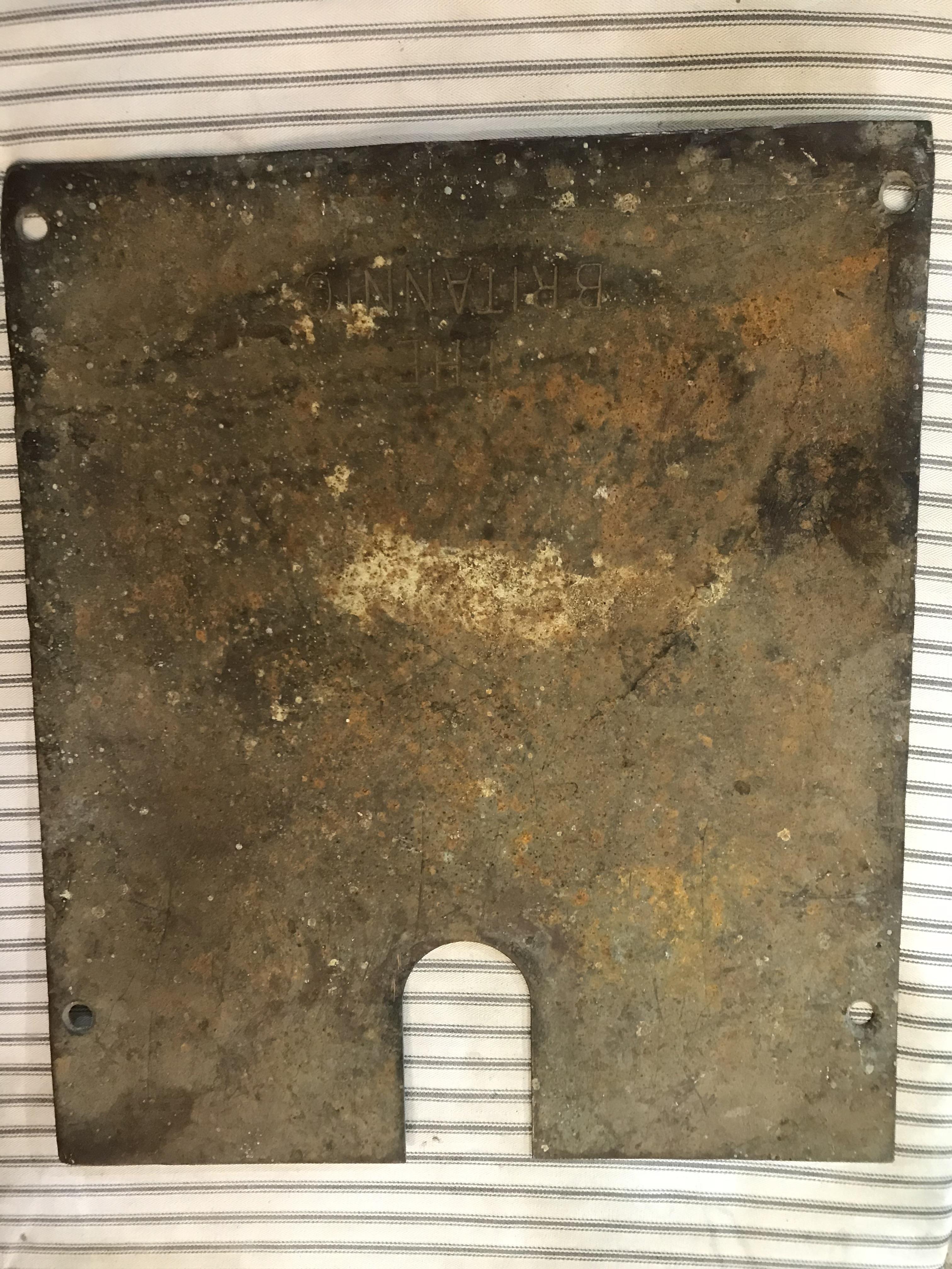 Ex Britannic bronze plate