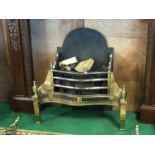 Regency Brass and steel serpentine fire grate.