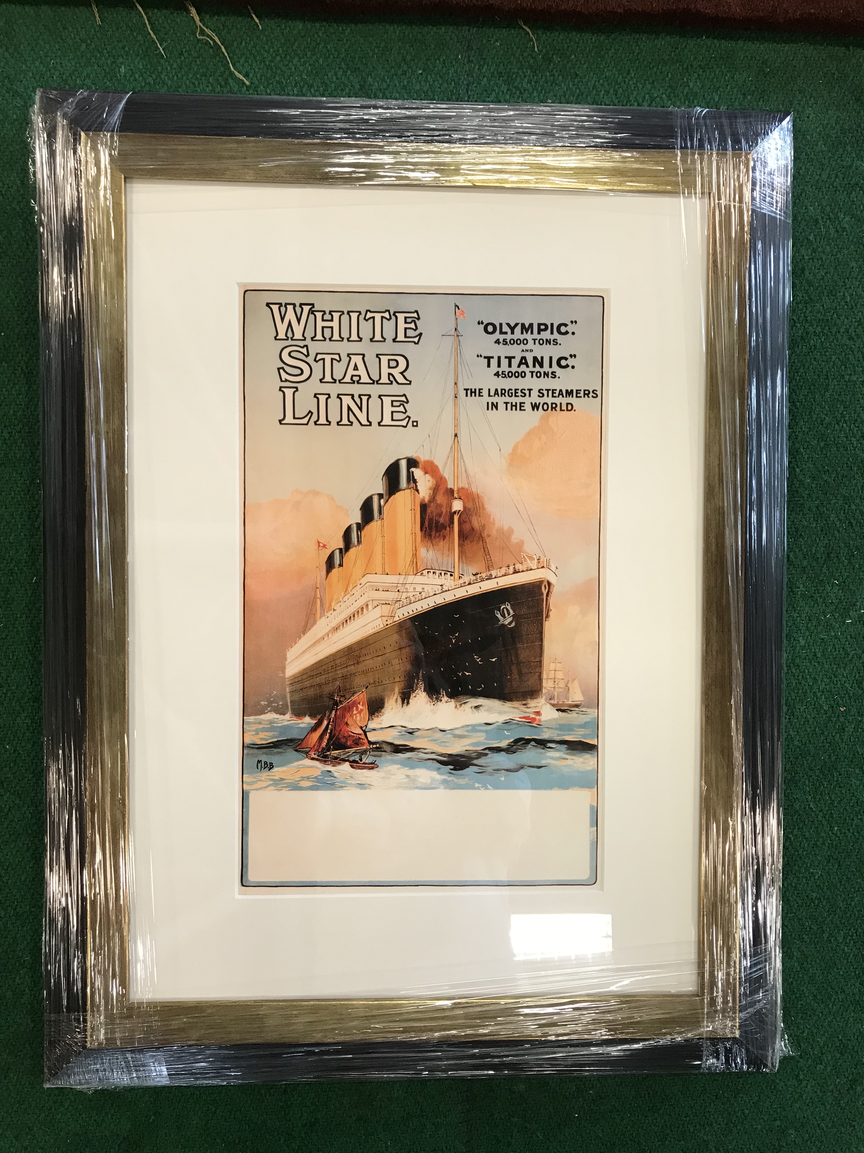 White Star Line Coloured advertisement 19" H x 25"W