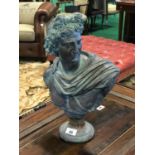 Patinated bust of Apollo 14" W x 21" H