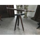 Antique brass and wood telescope 42" W