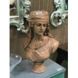 Terracotta bust in the Art Nouveau style 22" H