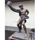 After Lord Frederic Leighton Stunning bronze of an athlete wrestling with a python 78" H