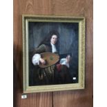 Oil on canvas gent with mandolin 24 "W x 28" H