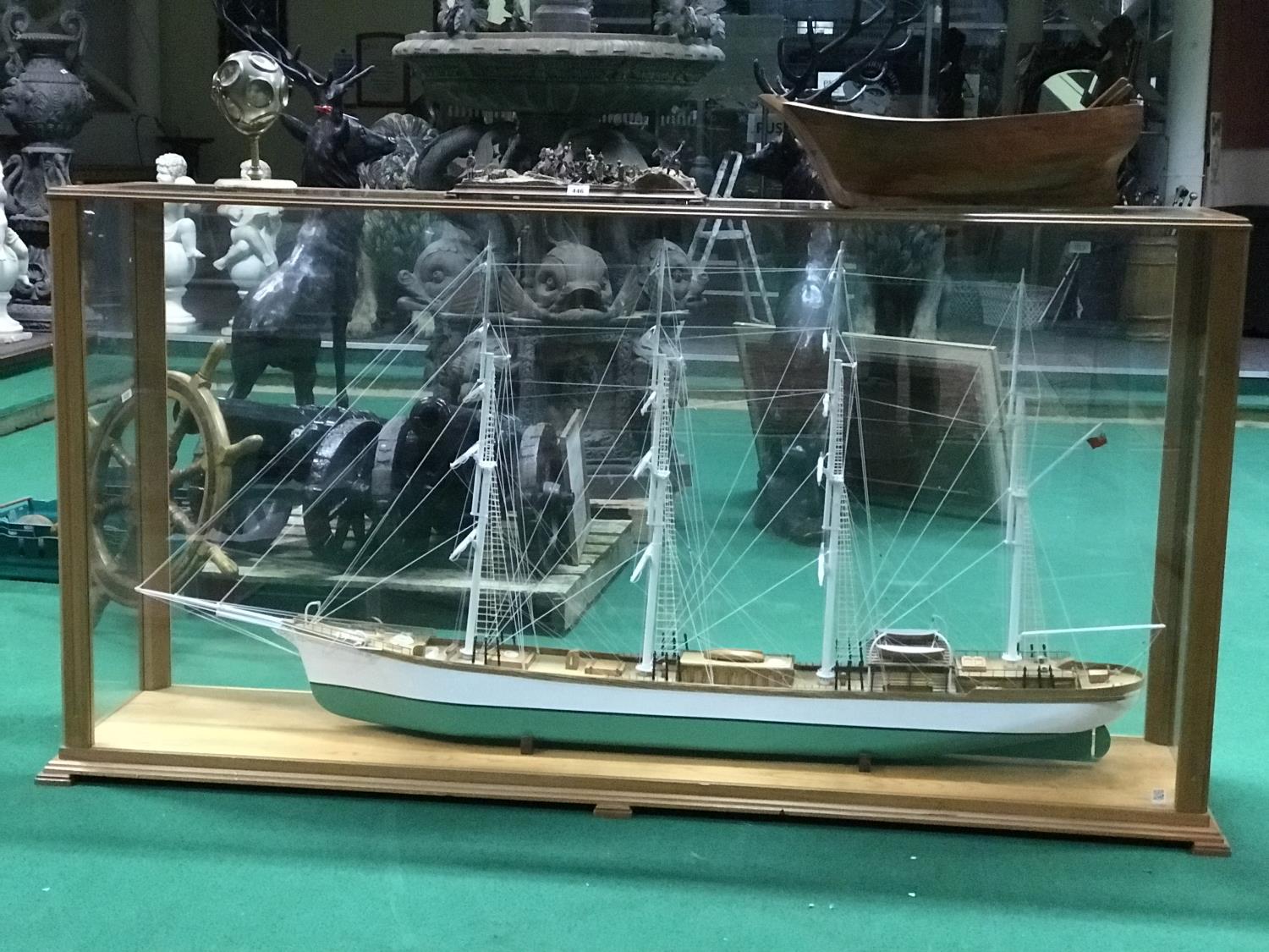 A magnificent model of a ship The Springburn Glasgow in a glass case 98" W x 23" D x 52" H