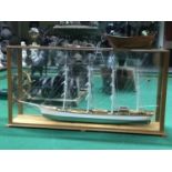 A magnificent model of a ship The Springburn Glasgow in a glass case 98" W x 23" D x 52" H