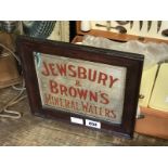 Jewsbury & Browns Mineral Waters advertising mirror.