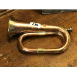 Early 20th C. brass and copper bugle.