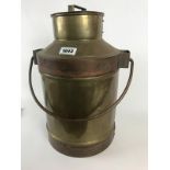 Unusual brass and copper milk can.