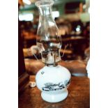 Early 20th C. opaline glass oil lamp.