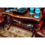 Victorian carved walnut library table.