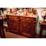 Victorian carved mirrored back two door side cabinet.