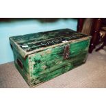 Early 20th C. painted pine tool chest.