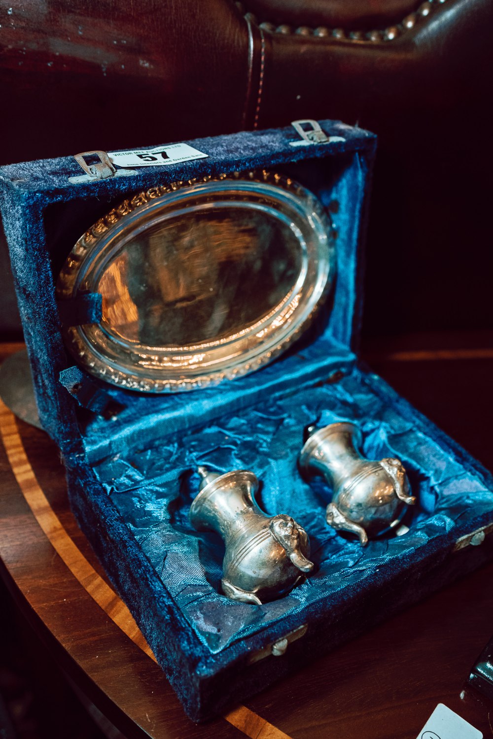 Early 20th C. cased silver plate companion set.