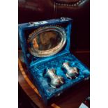 Early 20th C. cased silver plate companion set.