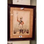 Original framed 1827 coloured political print '' Raising Bread ''.