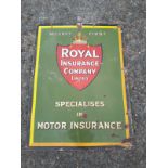 Rare Royal Insurance Company Specialists In Mototring Insurance enamel advertising sign.