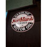 Northland Service and Motor Oil enamel advertising sign.