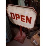 1950's Open double sided metal sign.