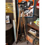 Rare early 20th C. brass and metal theodolite on original stand with original box.