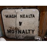 Rare alloy Moynalty Bi-lingual road sign.