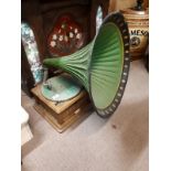 Early 20th C. gramophone with original painted horn.