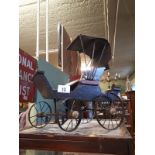 1950s hand made four wheel miniature carriage.