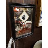 Framed Black and White Scotch Whisky advertising mirror.