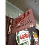 Rare Aladdin Paraffin for all lamps and stoves double sided enamel advertising sign.