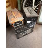 Collection of three early 20th C. metal ammunition boxes.