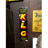 Rare K L G Spark Plugs enamel advertising sign.