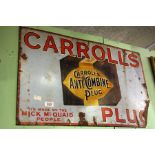 Carroll's Anti - Combine Plug Mick Mc Quaid enamel advertising sign. { 55cm H X 85cm W }.