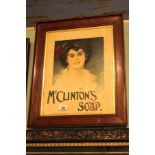 Rare Mc Clintons Soap - Donaghmore Co Tyrone - advertisement. { 54cm H X 52cm W }.