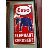 Esso Elephant Kerosene enamel advertising sign {60 cm H x 30 cm W}.