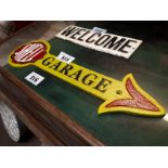 Cast iron Shell garage sign {13 cm H x 42 cm W}.