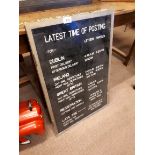 Latest Time For Posting advertising sign in bras frame {80 cm H x 54 cm W}.