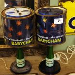 Two Babycham lamps. { 34cm H }.