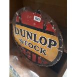 Dunlop Stock double sided circular enamel advertising sign {45 cm D}.