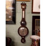 Mahogany Georgian inlaid barometer(95 cm h x 26 cm w).