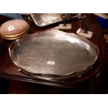 Large silver oval presentation tray presented to Hammie Harvey on the occasion of his wedding in