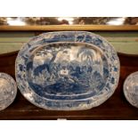 Early 19th. C Spode blue and white joint dish. (48 cm h x 63 cm l).