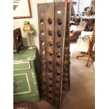 Early 20th C. oak wine rack. (150 cm h x 37 cm w).