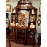 Very fine inlaid rosewood mirror backed chiffonier. (254 cm h x 152 cm w x 47 cm d).