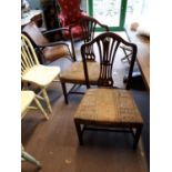 Pair of Georgian mahogany side chairs in the Hepplewhite style.