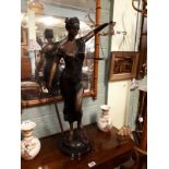 Exceptional quality cast bronze figurine of Lady Justice. (89 cm H).