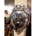 Decorative Venetian glass wall mirror.