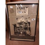 Framed BEATLES poster. (62 cm h x 45 cm w).